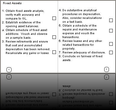 Screen 11 - Fixed assets section of the interactive audit program [conclusions recorded here are woven into discussions with the controller later].